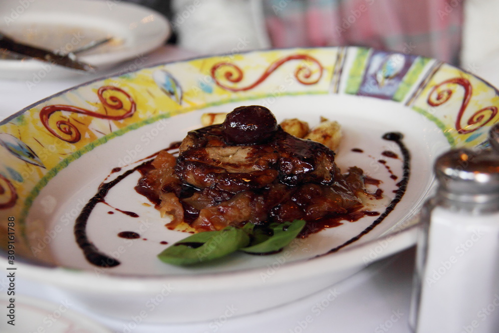 Foie gras with cherry sauce and figs Foie gras with cherry sauce and figs