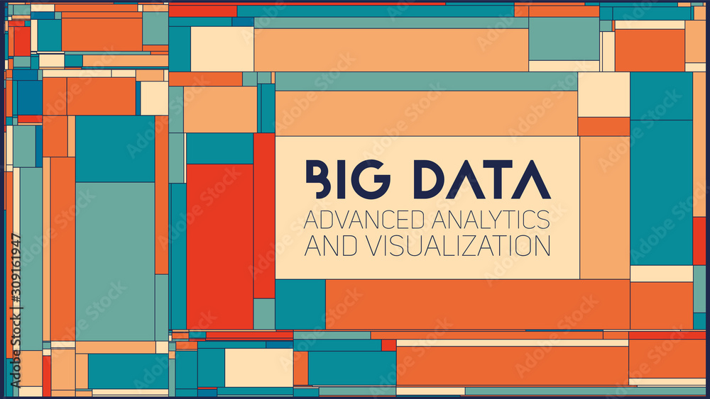 Big data blocks colorful visualization. Futuristic infographic ...