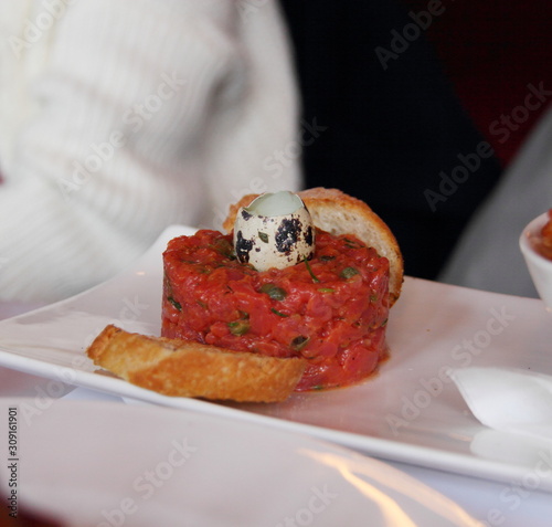 Beef fillet tartare, french cuisine