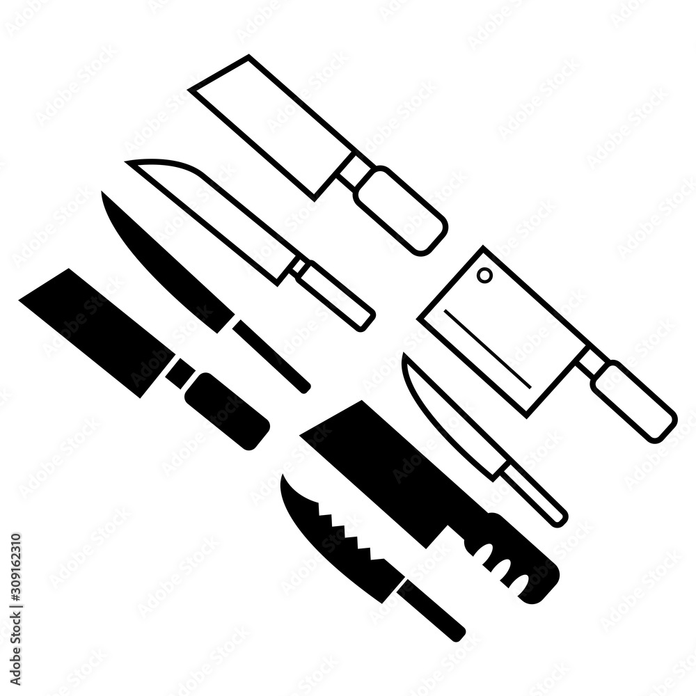 Knife icon vector in set design Knife icon vector in set design