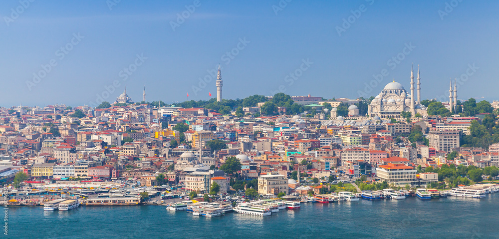Istanbul, Turkey. Summer panoramic coastal cityscape