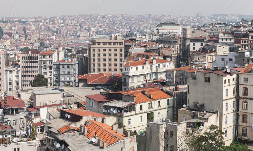 Istanbul, Turkey. Aerial cityscape with old and new houses