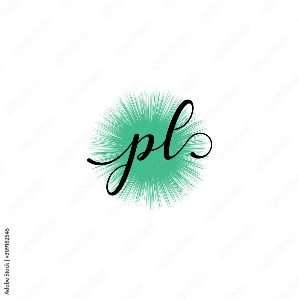 Obraz P L Initial handwriting logo vector