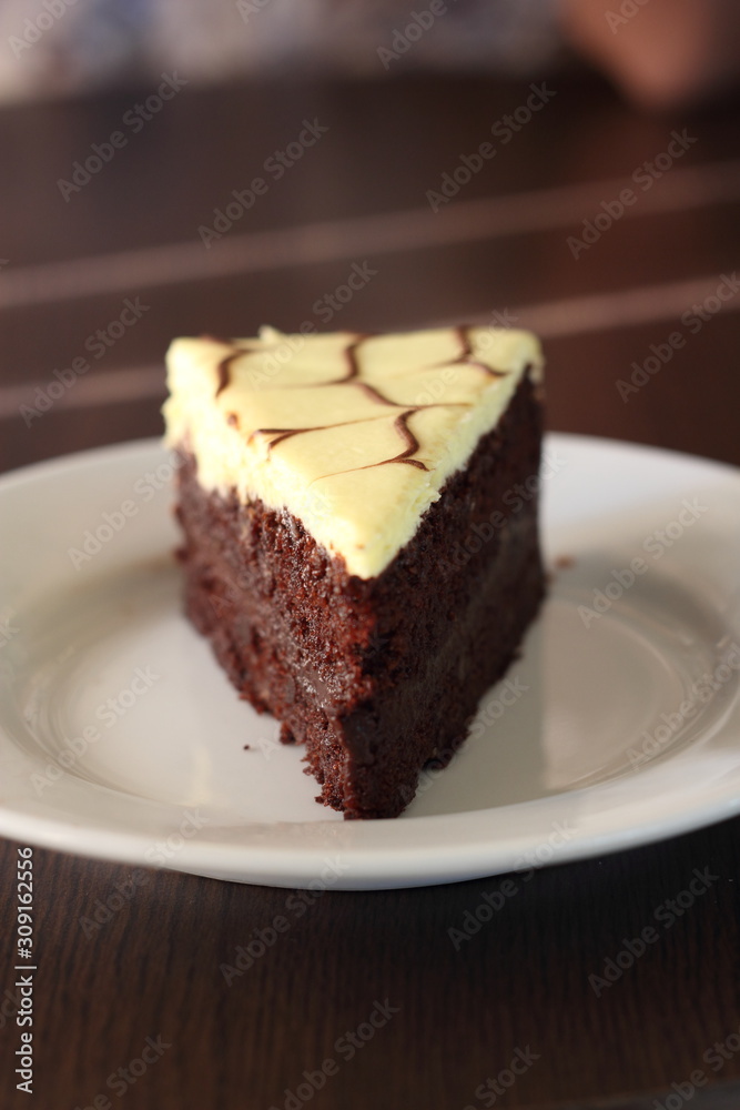 Slice of banana chocolate cake Slice of banana chocolate cake