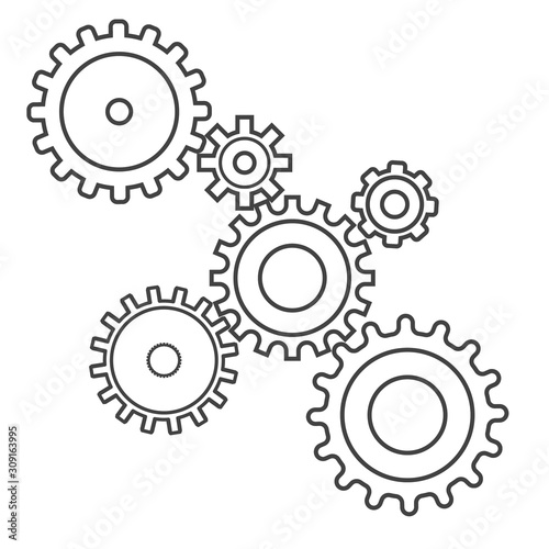 gears.a set of gears of different sizes.icon isolated on white.vector image