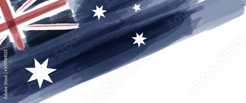 Australia National Day. Australian Flag with stripes and national colors. Watercolors.
