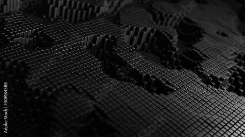 3d abstract background with black cubes with random height