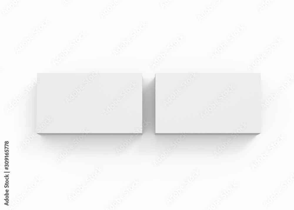 Business Card MockUp (US Standard 3.5 x 2 inches). 3D Illustration of Two Stacks of Empty Slightly Textured Paper Cards Isolated on White Background. Business Card MockUp (US Standard 3.5 x 2 inches). 3D Illustration of Two Stacks of Empty Slightly Textured Paper Cards Isolated on White Background.