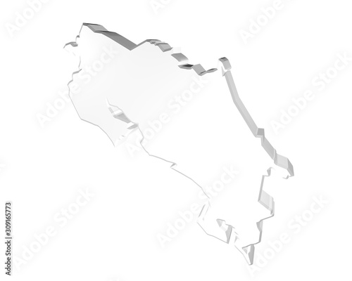 3d illustration of country map of Costa Rica