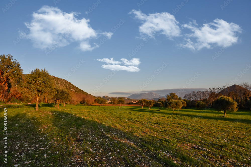 Obraz premium Landscape of the Italian countryside in winter in the Campania region