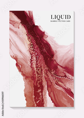 Watercolor contrast red rust color design banner. Vector illustration Abstract shape flow modern card for invitation, poster, header, website, wallpaper, concert, workshop