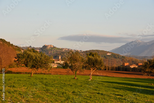 Landscape of the Italian countryside in winter in the Campania region