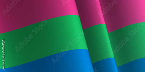 Waving flag of Polysexual. LGBT, LGBTQ, LGBTQ+ Template, banner, background. Month pride. Symbol, illustration. 