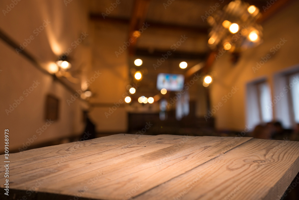 Table top counter Bar restaurant background with people