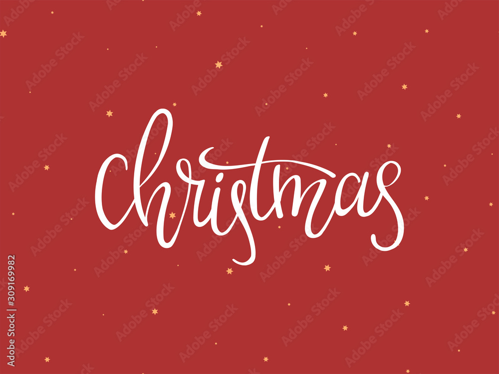 Merry Christmas vintage background with lettering and gold glitter elements