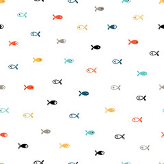 Fototapete Skandinavische Kindermuster Niedliche Fische Kindermuster im Skandi-Stil  © AllNikArt