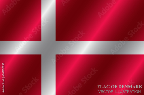 Background with flag of Denmark. Colorful button with flag for design. Vector Illustration.