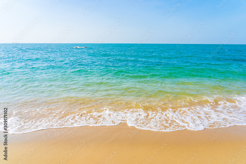 Beautiful outdoor with tropical beach sea ocean for holiday vacation
