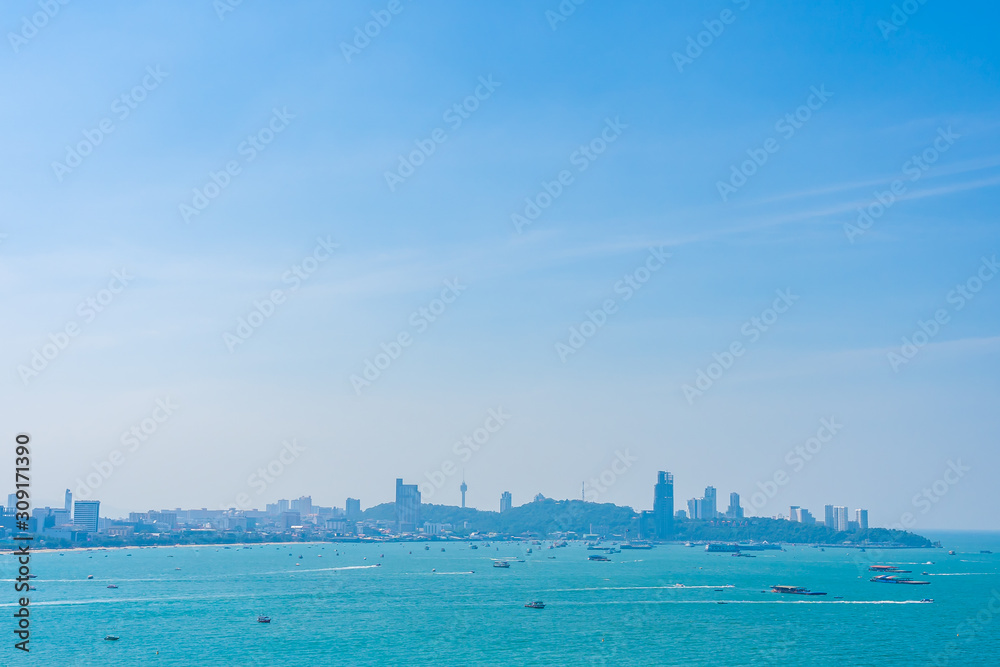 Beautiful outdoor landscape and seascape with sea ocean bay in Pattaya city Beautiful outdoor landscape and seascape with sea ocean bay in Pattaya city
