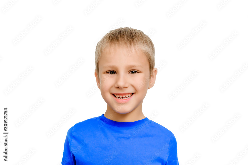 Portrait of happy joyful beautiful boy isolated on white background. cute child smiling Portrait of happy joyful beautiful boy isolated on white background. cute child smiling