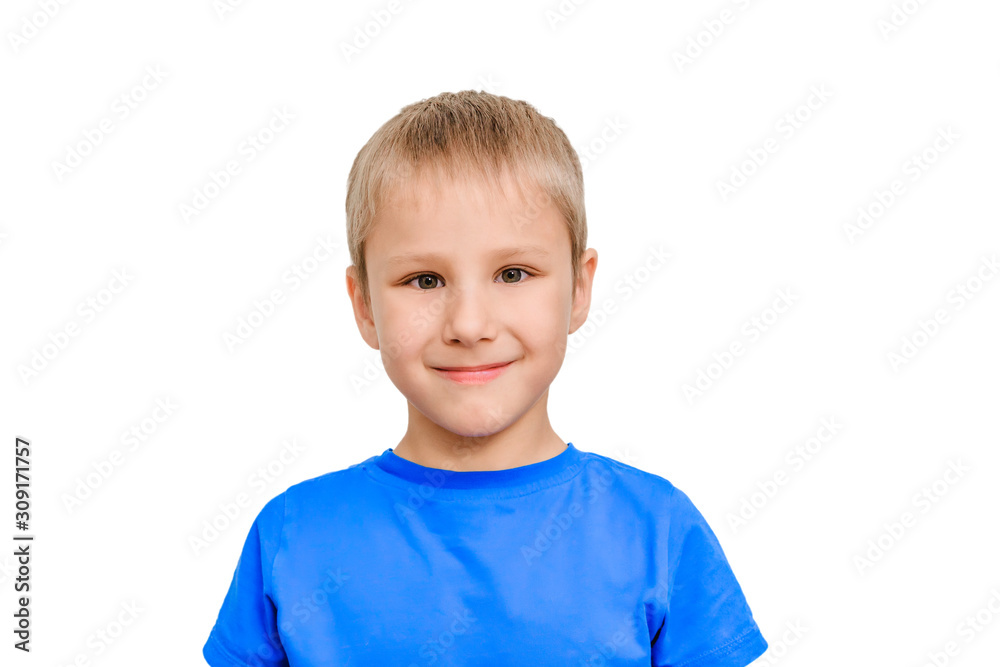 Portrait of happy joyful beautiful boy isolated on white background. cute child smiling Portrait of happy joyful beautiful boy isolated on white background. cute child smiling