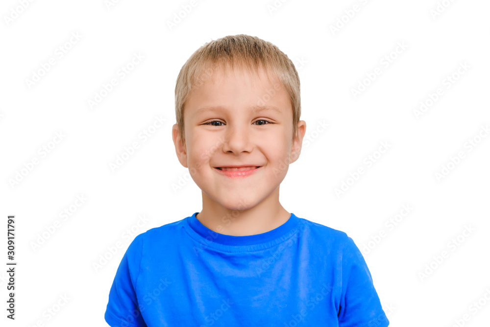 Portrait of happy joyful beautiful boy isolated on white background. cute child smiling Portrait of happy joyful beautiful boy isolated on white background. cute child smiling