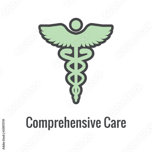 Comprehensive Care Icon with health related symbolism and image