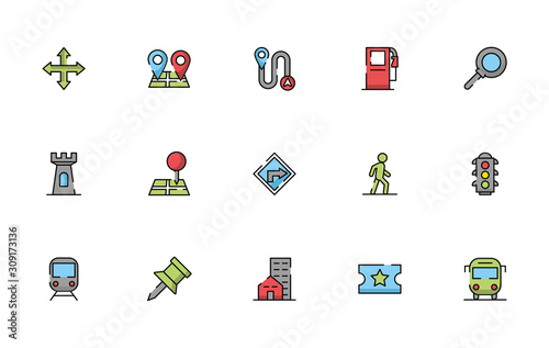 bundle of maps and navigation icons