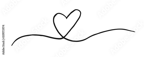 Heart Valentine's Day swash hand painted with brush and ink