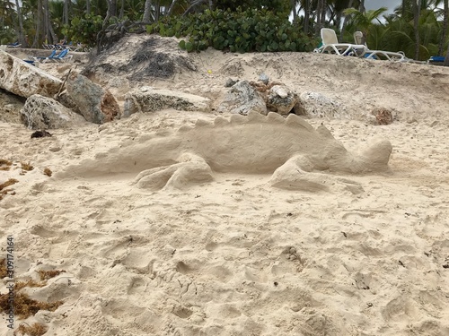 Sand sculpure of the dragon photo