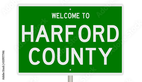 Rendering of a 3d green highway sign for Harford County photo