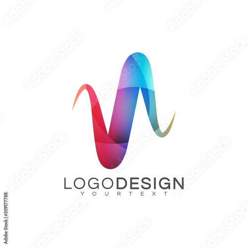 wave gradient logo vector design color full