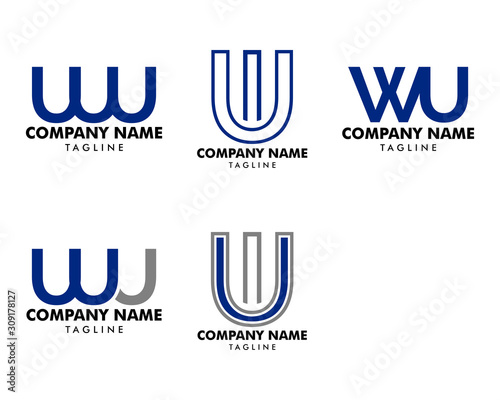 Set of Initial Letter WU Logo Template Design
