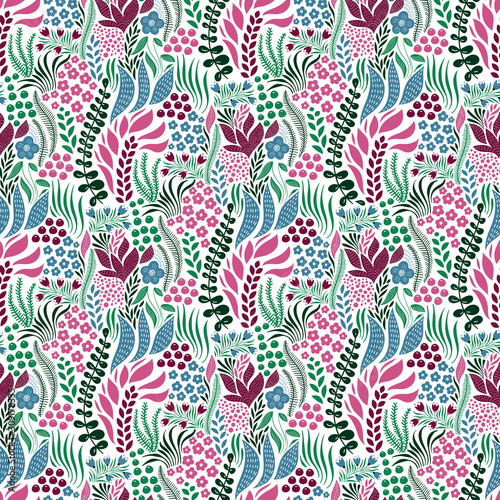 Vector Seamless Tough  Pattern with Flowers