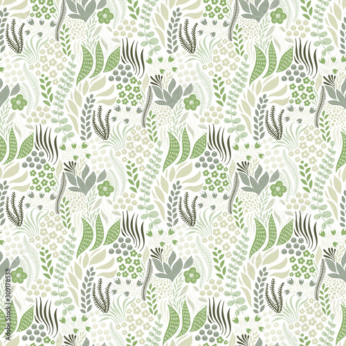 Vector Seamless Tough Pattern with Flowers