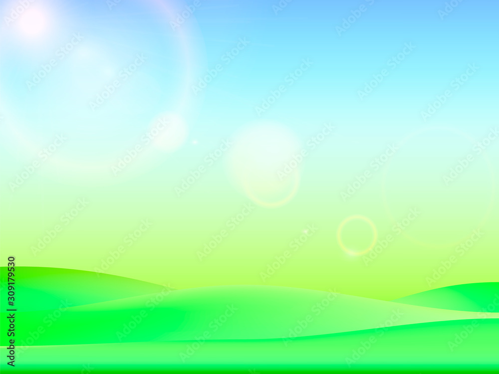 Green meadow background. Vector illustration for poster or banner.