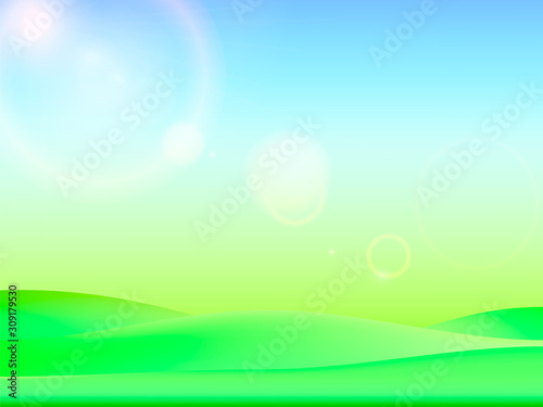 Green meadow background. Vector illustration for poster or banner.