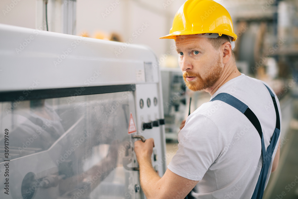 Factory worker with talkie walkie. Factory worker with talkie walkie.