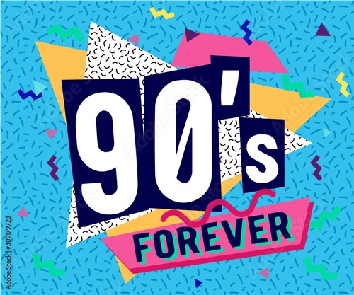 Retro party poster. Music of the nineties, vintage cassette tape and 90s style. invitation card dancing party time advertisement poster background illustration, Vector illustration in trendy 80-90s st