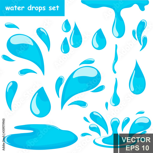 Set of water drops. Blue. water. For your design.