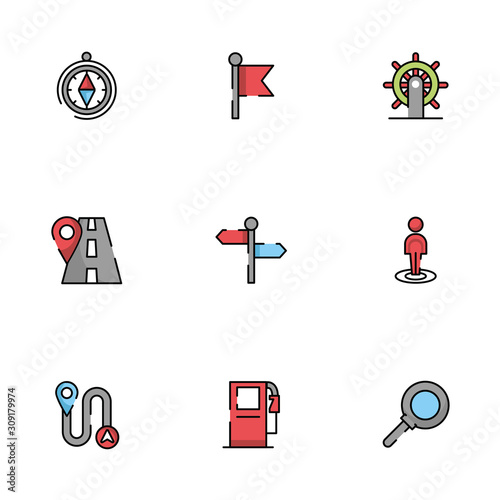 bundle of maps and navigation icons