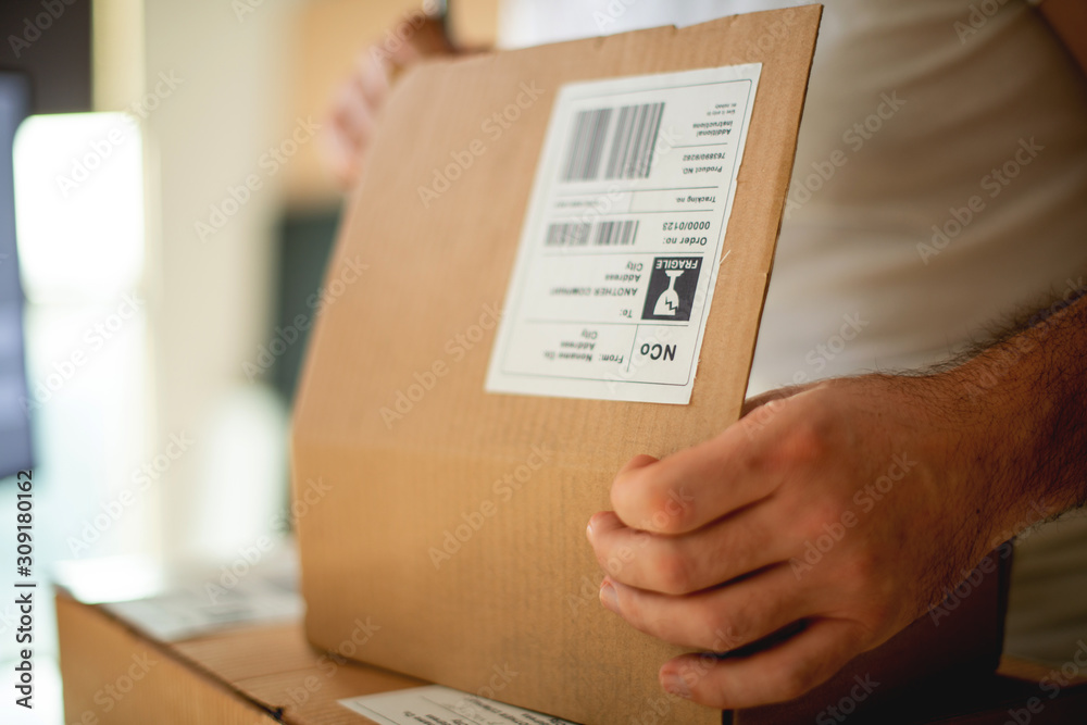 Naklejka premium Young Man Working in Delivery service