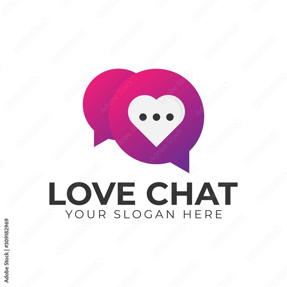 Love chat logo idea. Heart in message bubble