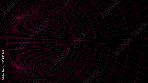 Vector illustration. 3D corridor mesh. Frame tunnel.