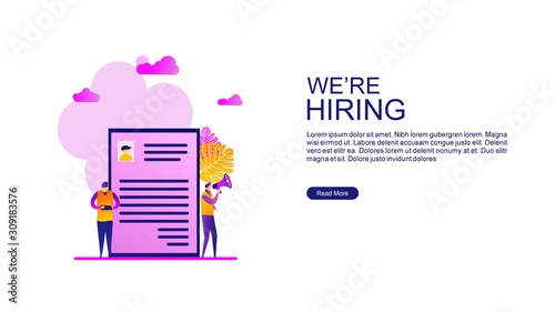 Job hiring and online recruitment concept with Tiny People Character Concept Vector Illustration, Suitable For web landing page,Wallpaper, Background,banner,Book Illustration