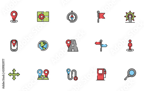 bundle of maps and navigation icons