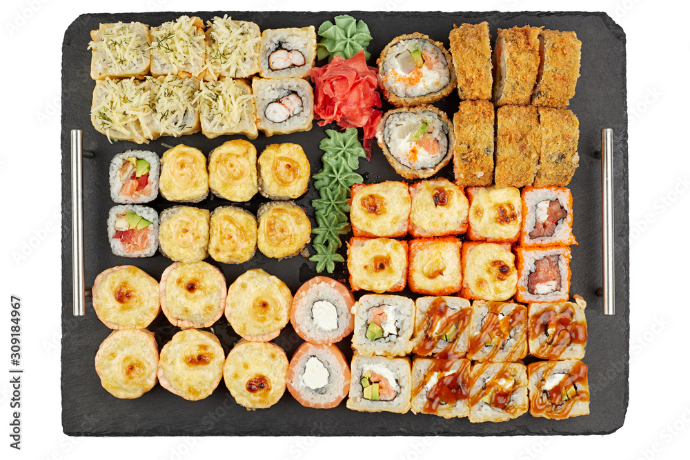 set of sushi on white background set of sushi on white background