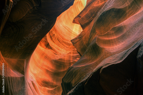Water Holes Slot Canyon aglow with reflected sunlight, Arizona, USA
