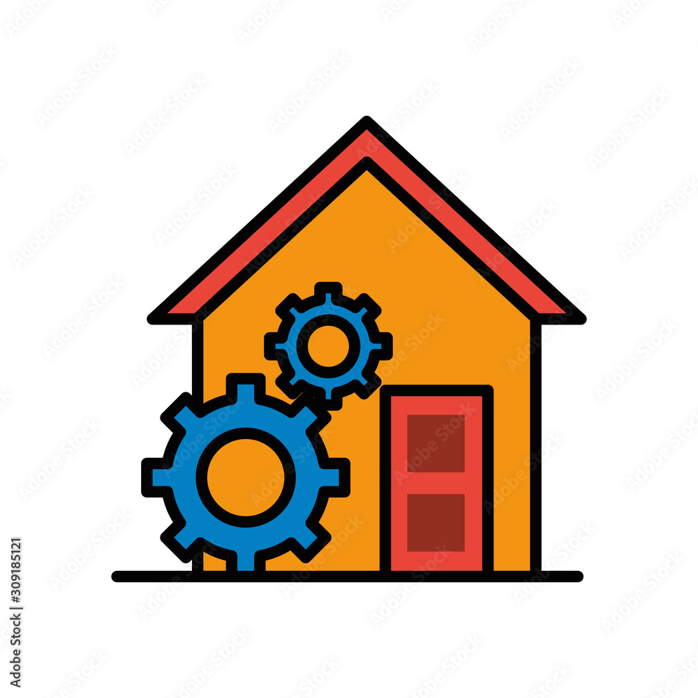 house front facade with gears machine house front facade with gears machine