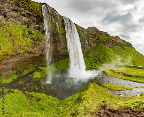 View on Seljalandsfoss waterfall in southern Iceland